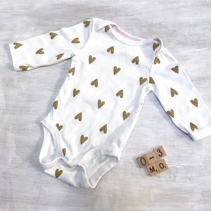 Heart Long Sleeve Onesie | 0-3 Mo